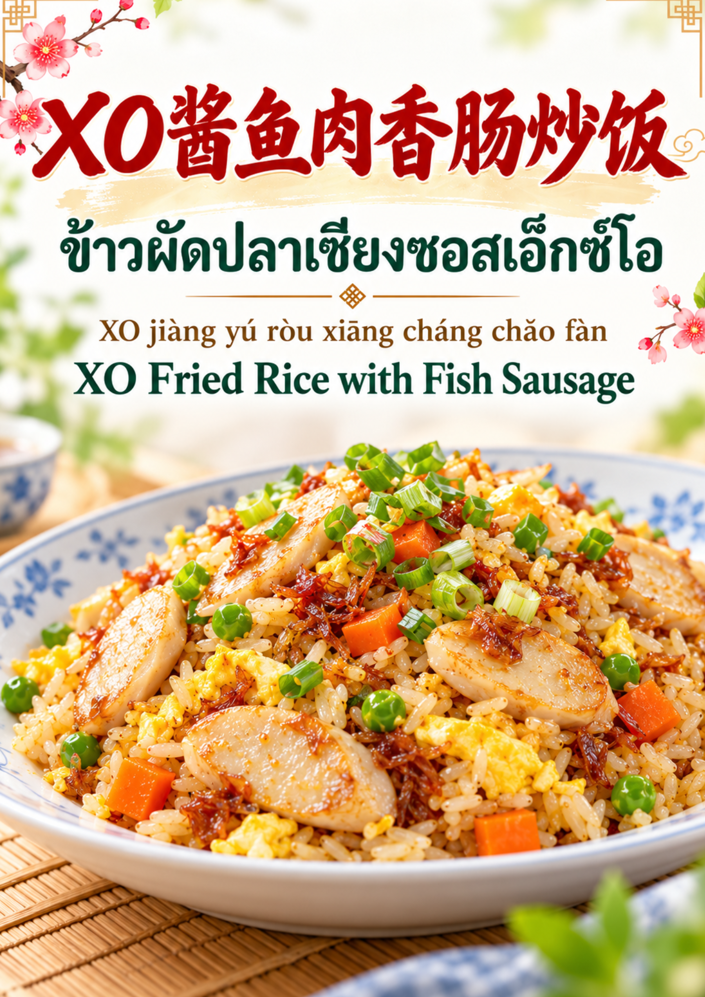 XO Fried Rice with Fish Sausage ข้าวผัดปลาเชียงซอสเอ็กซ์โอ